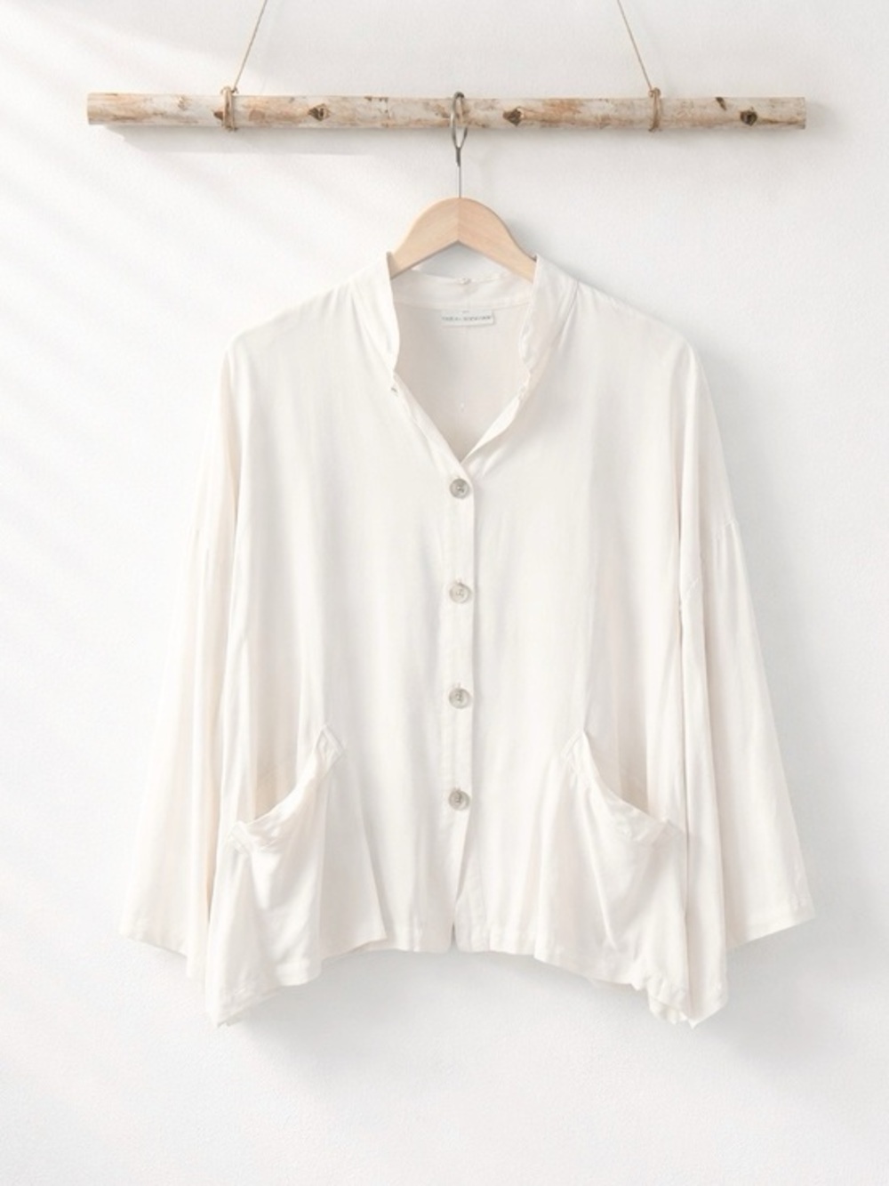 BRYN WALKER LAGENLOOK DANUTA JACKET WHITE BUTTON DOWN BLOUSY SHIRT SZ S